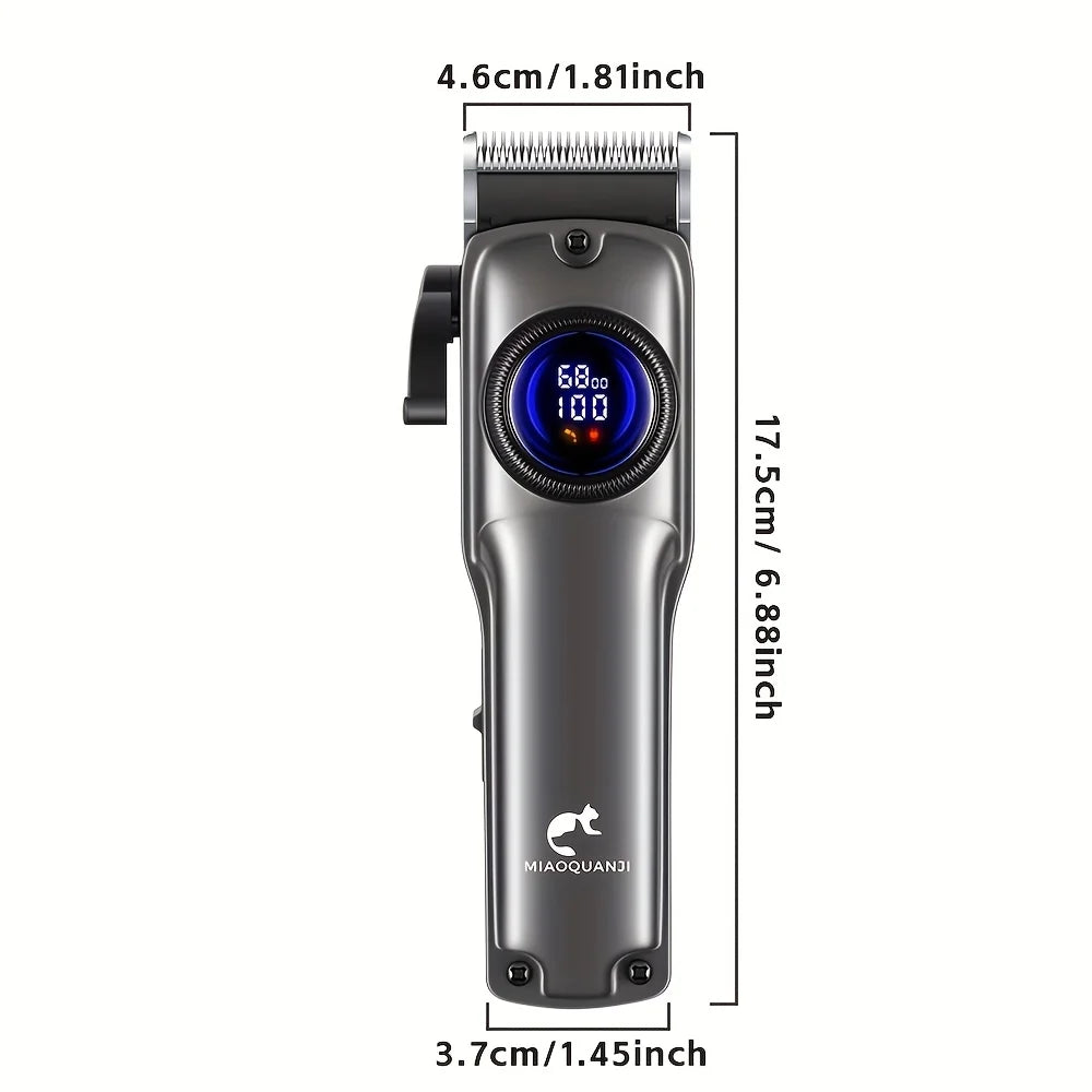 Dog Grooming Clipper for Thick Hair, Low-Noise Rechargeable Pet Trimmer with Digital Display, USB Charging, 4 Detachable Combs