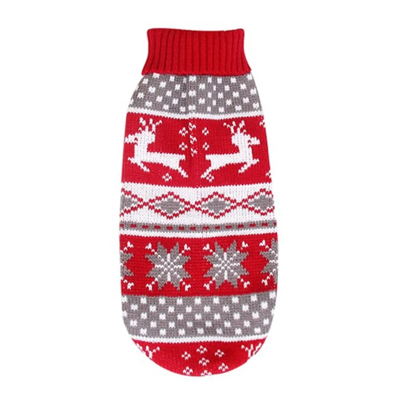 Christmas Dog Sweater Medium Large Dogs Reindeer Snowflake Knitted Sweater Xmas Holiday Pet Clothes Turtleneck Knitwear Pullover