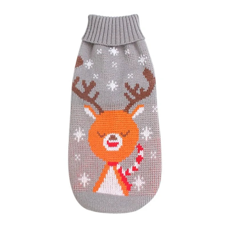 Christmas Dog Sweater Medium Large Dogs Reindeer Snowflake Knitted Sweater Xmas Holiday Pet Clothes Turtleneck Knitwear Pullover
