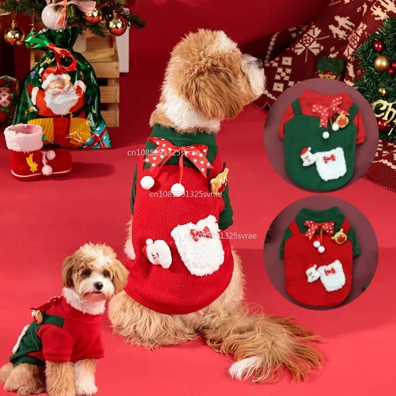 Dog Christmas Clothes Winter Warm Pet Clothes for Small Medium Dogs Elk Santa Claus Dog Cats Coat Hoodies Christmas Dogs Costume