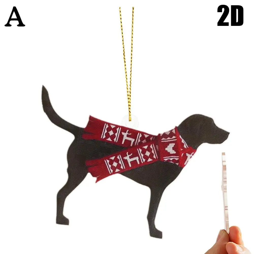 Dog Christmas Hanging Ornaments Christmas Tree 2D Dog Pendants For Christmas Decoration Home Decor Xmas Gifts