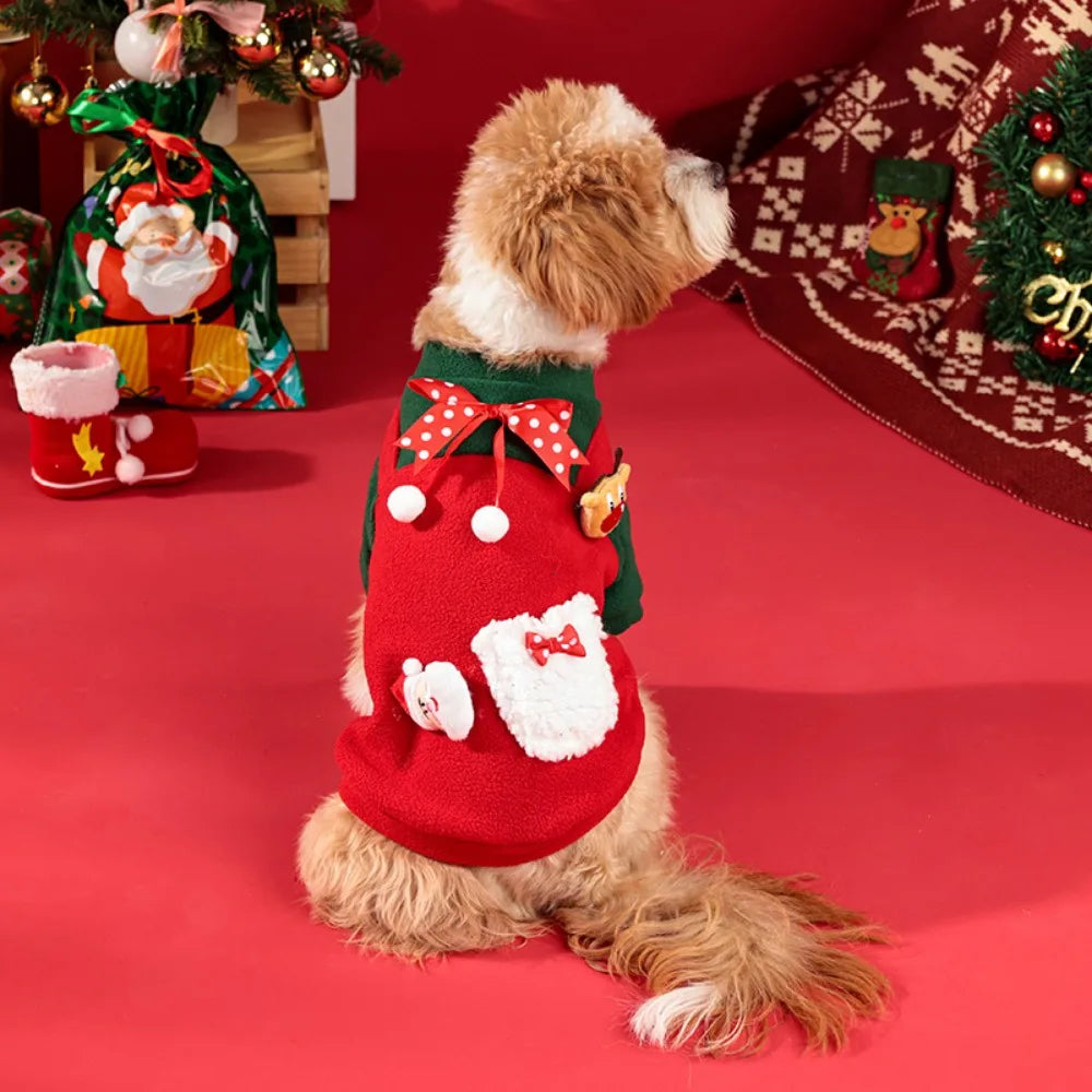 Dog Christmas Clothes Winter Warm Pet Clothes for Small Medium Dogs Elk Santa Claus Dog Cats Coat Hoodies Christmas Dogs Costume