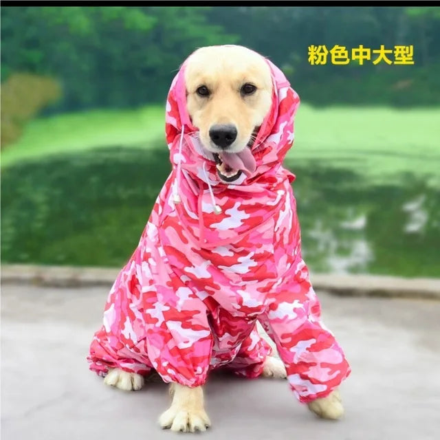 Waterproof Raincoat For Dogs Suits Dot Rain Cape For Medium Big Dogs Hooded Jacket Poncho Pet Rain Coat Chubasquero Para Perrors