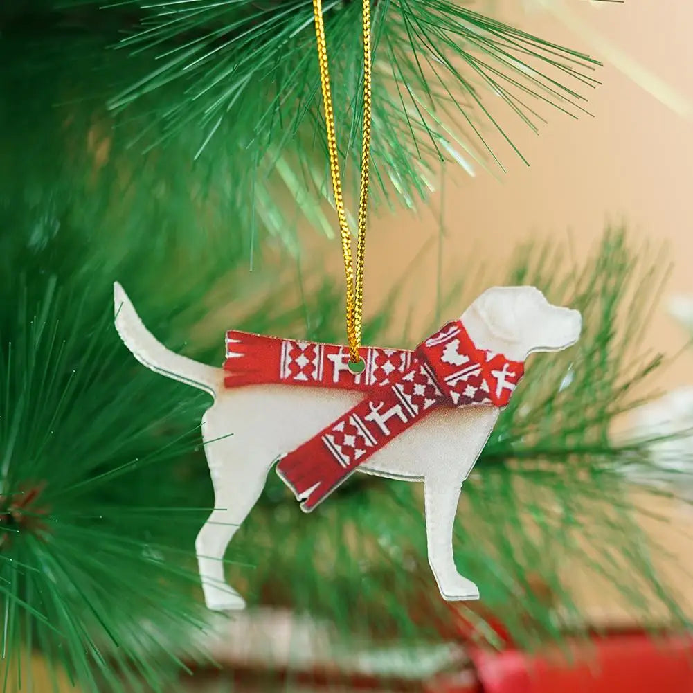 Dog Christmas Hanging Ornaments Christmas Tree 2D Dog Pendants For Christmas Decoration Home Decor Xmas Gifts