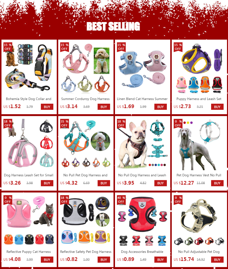 Puppy Harness and Leash Set Breathable Summer Mesh Dog Harness Vest Reflective Pet Cat Chest Straps Chihuahua Yorkies Harness