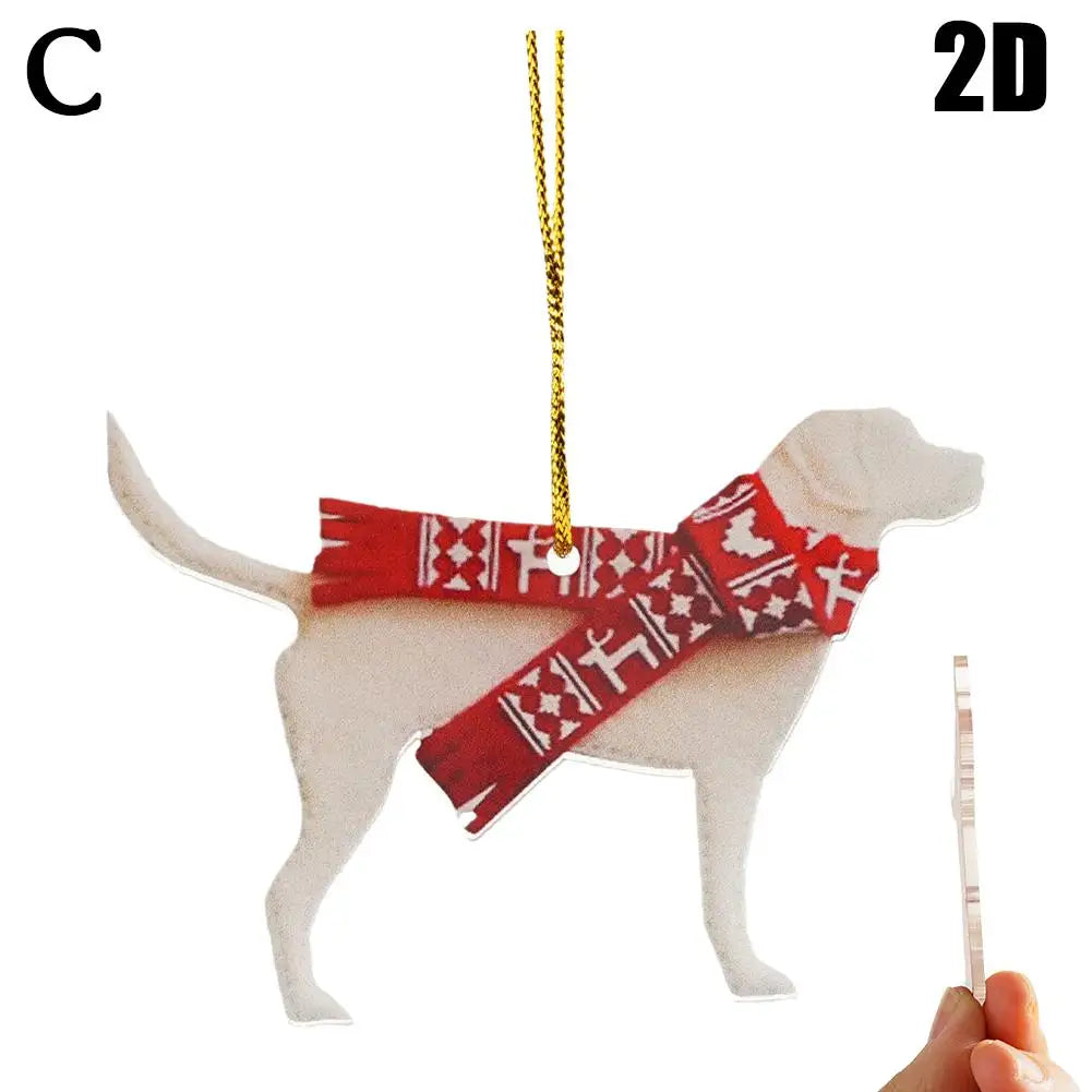 Dog Christmas Hanging Ornaments Christmas Tree 2D Dog Pendants For Christmas Decoration Home Decor Xmas Gifts