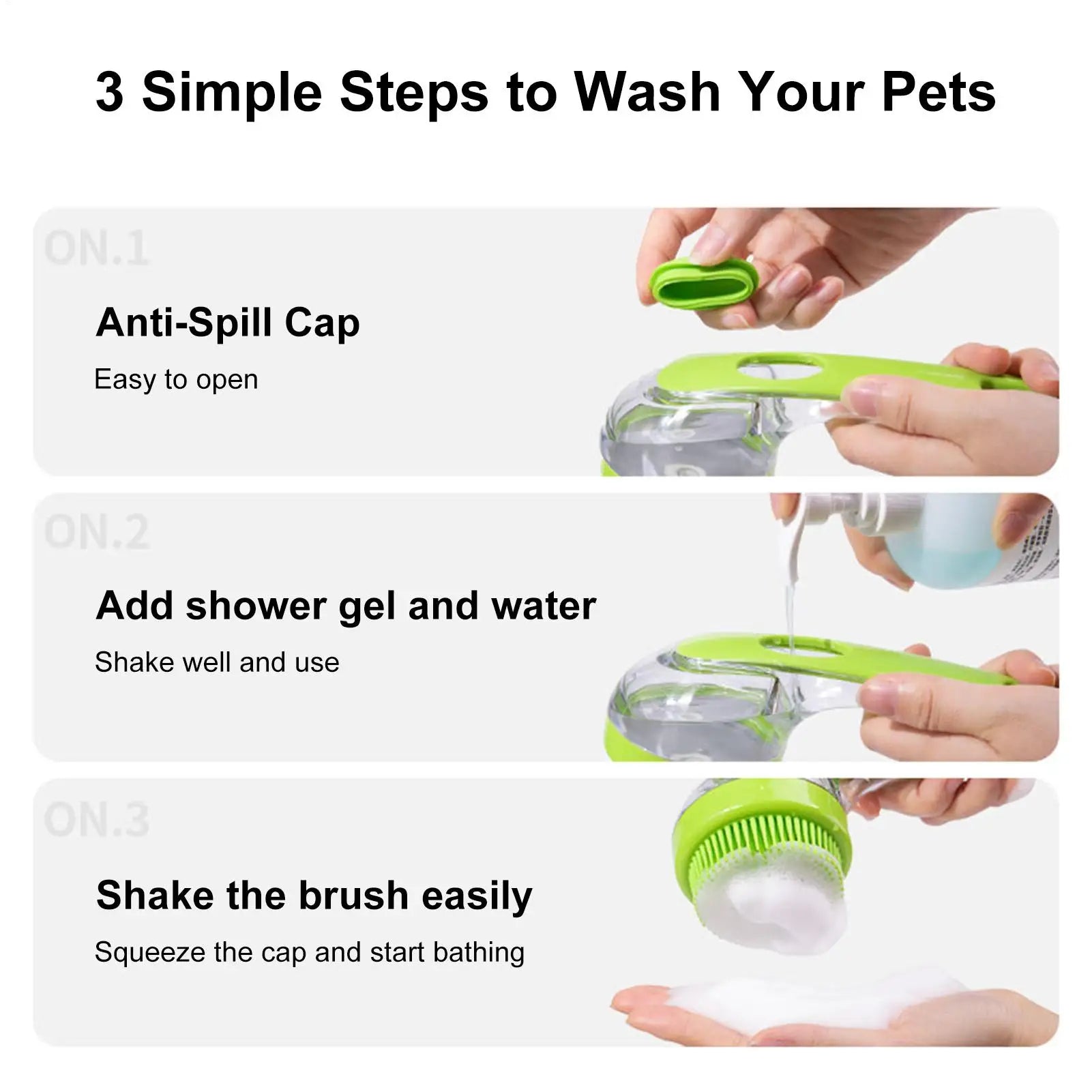 Dog Bath Brush Bathing Brush for Dog Bath Gentle Scrub Massager with Soap Dispenser Portable Washer Tool for Shower Massage