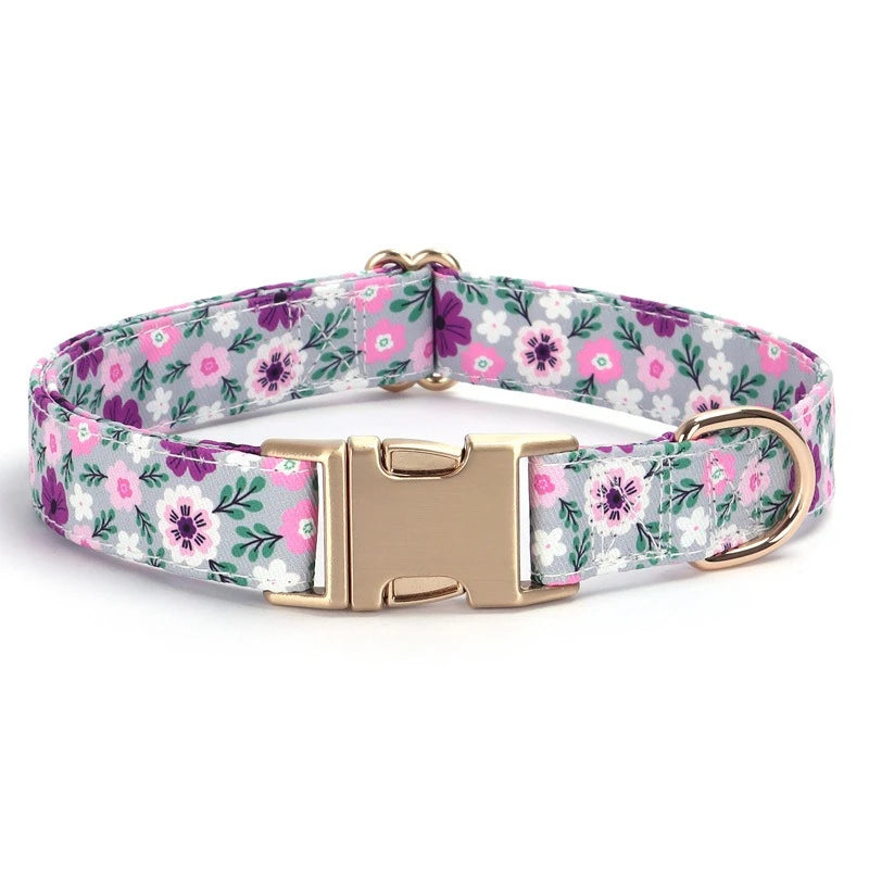 1PC Adjustable Dog Collar New Fashion Design Floral Striped Pet Supplies Leash Dog Two Body Type Gift Home Furnishings