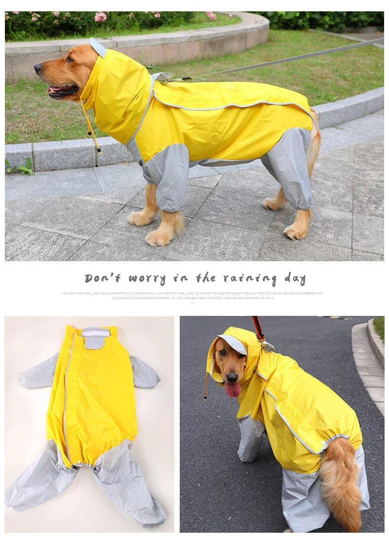 Waterproof Raincoat For Dogs Suits Dot Rain Cape For Medium Big Dogs Hooded Jacket Poncho Pet Rain Coat Chubasquero Para Perrors