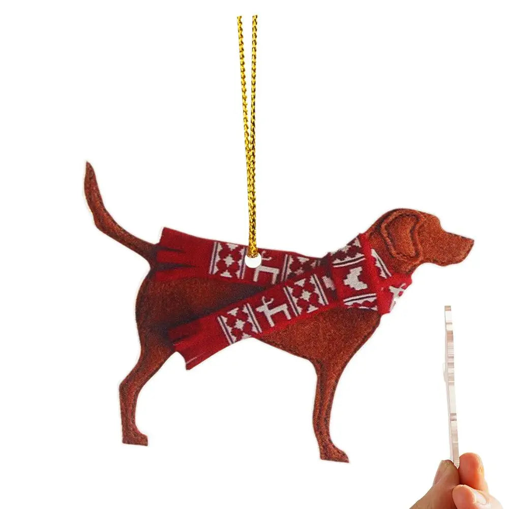 Dog Christmas Hanging Ornaments Christmas Tree 2D Dog Pendants For Christmas Decoration Home Decor Xmas Gifts