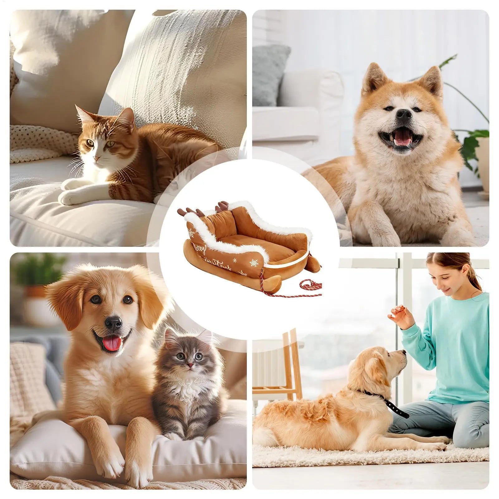 Christmas Dog Bed Christmas Washable Bed With Pull Rope For Pet Indoor