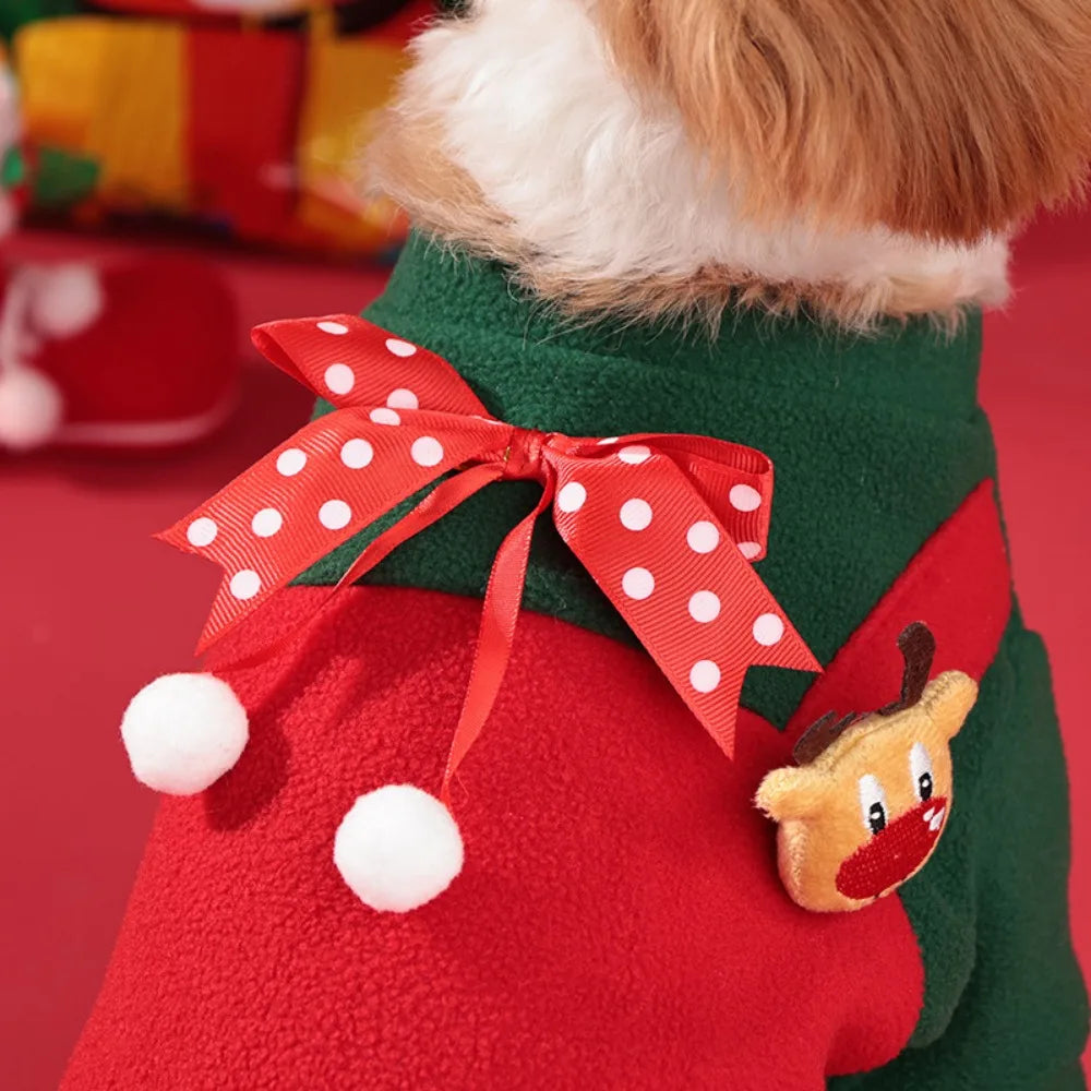 Dog Christmas Clothes Winter Warm Pet Clothes for Small Medium Dogs Elk Santa Claus Dog Cats Coat Hoodies Christmas Dogs Costume