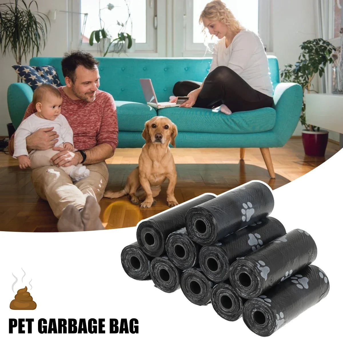 10/30/50Roll Dog Poop Disposable Pet Waste Bags Dog  Design Pet Poop Clean Pick Up Bone Bag Dispenser Tools