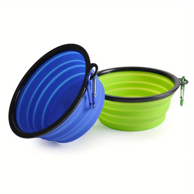 Dog Folding Bowl Portable Dog Travel Bowl Dog Food Water Bowl for Outdoor Walking Silicone Dog Food Water Bowl with Bowl Lip