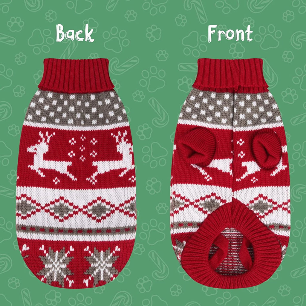 Christmas Dog Sweater Medium Large Dogs Reindeer Snowflake Knitted Sweater Xmas Holiday Pet Clothes Turtleneck Knitwear Pullover