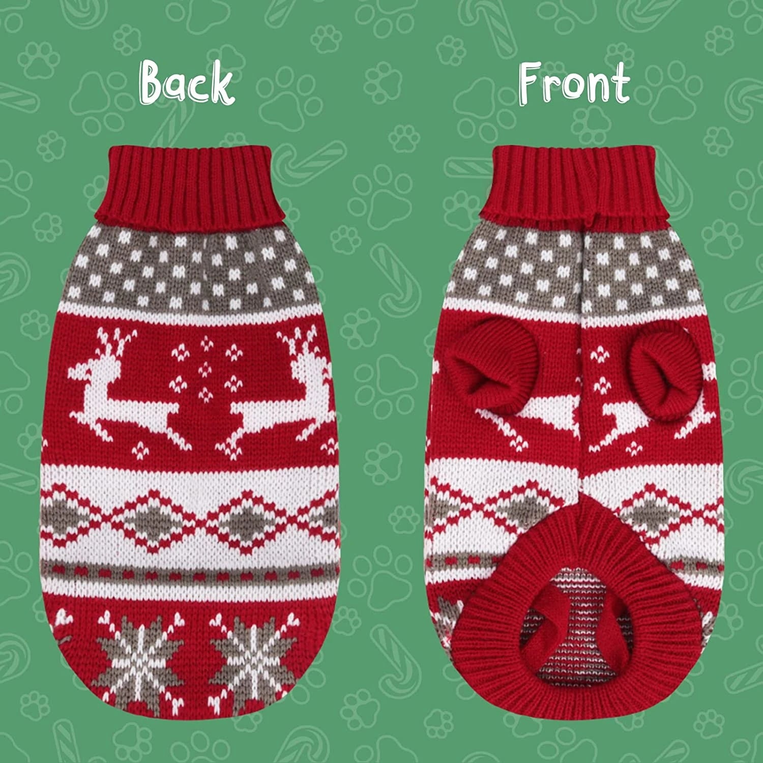 Christmas Dog Sweater Medium Large Dogs Reindeer Snowflake Knitted Sweater Xmas Holiday Pet Clothes Turtleneck Knitwear Pullover