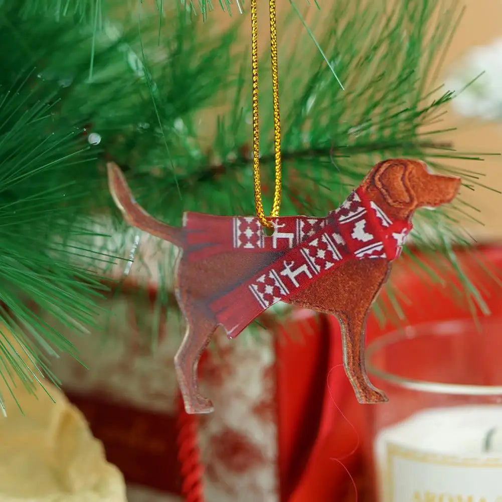 Dog Christmas Hanging Ornaments Christmas Tree 2D Dog Pendants For Christmas Decoration Home Decor Xmas Gifts