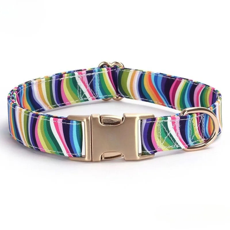 1PC Adjustable Dog Collar New Fashion Design Floral Striped Pet Supplies Leash Dog Two Body Type Gift Home Furnishings