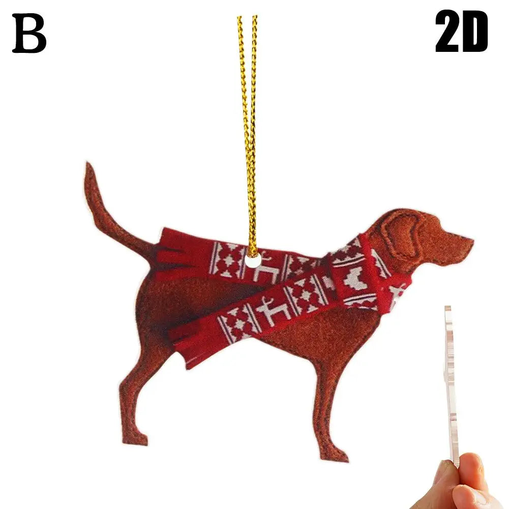Dog Christmas Hanging Ornaments Christmas Tree 2D Dog Pendants For Christmas Decoration Home Decor Xmas Gifts