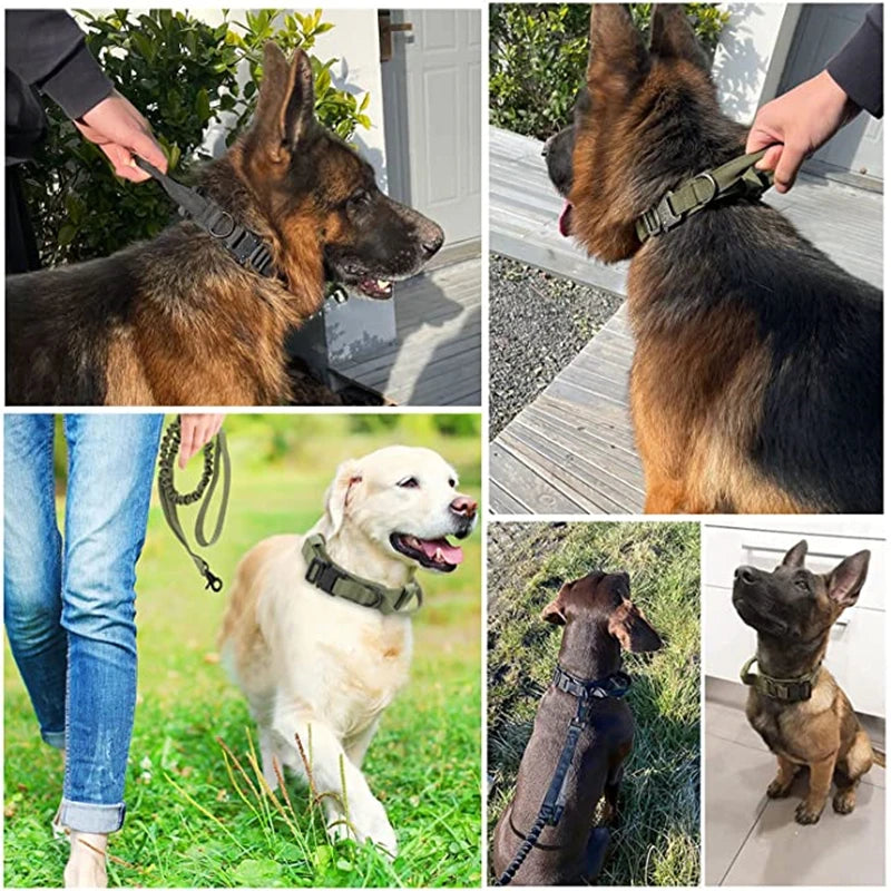 Durable Tactical Dog Collar and Leash Adjustable Military Pet Collar Leash Medium Large Dog German Shepherd Training Accessories
