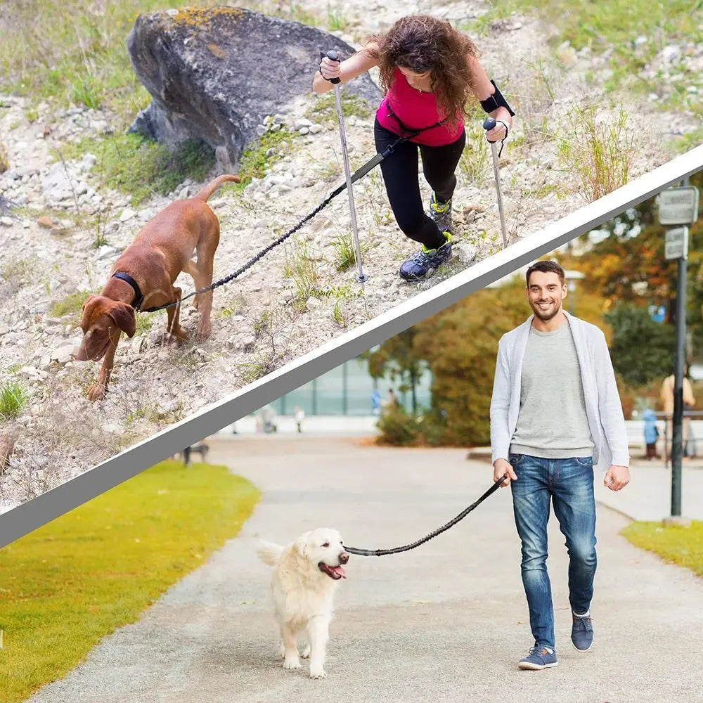 Pet Leash, Portable Running Sports Leash, Reflective Two-hand Handle Retractable Dog Leash, Dog Chain Leash