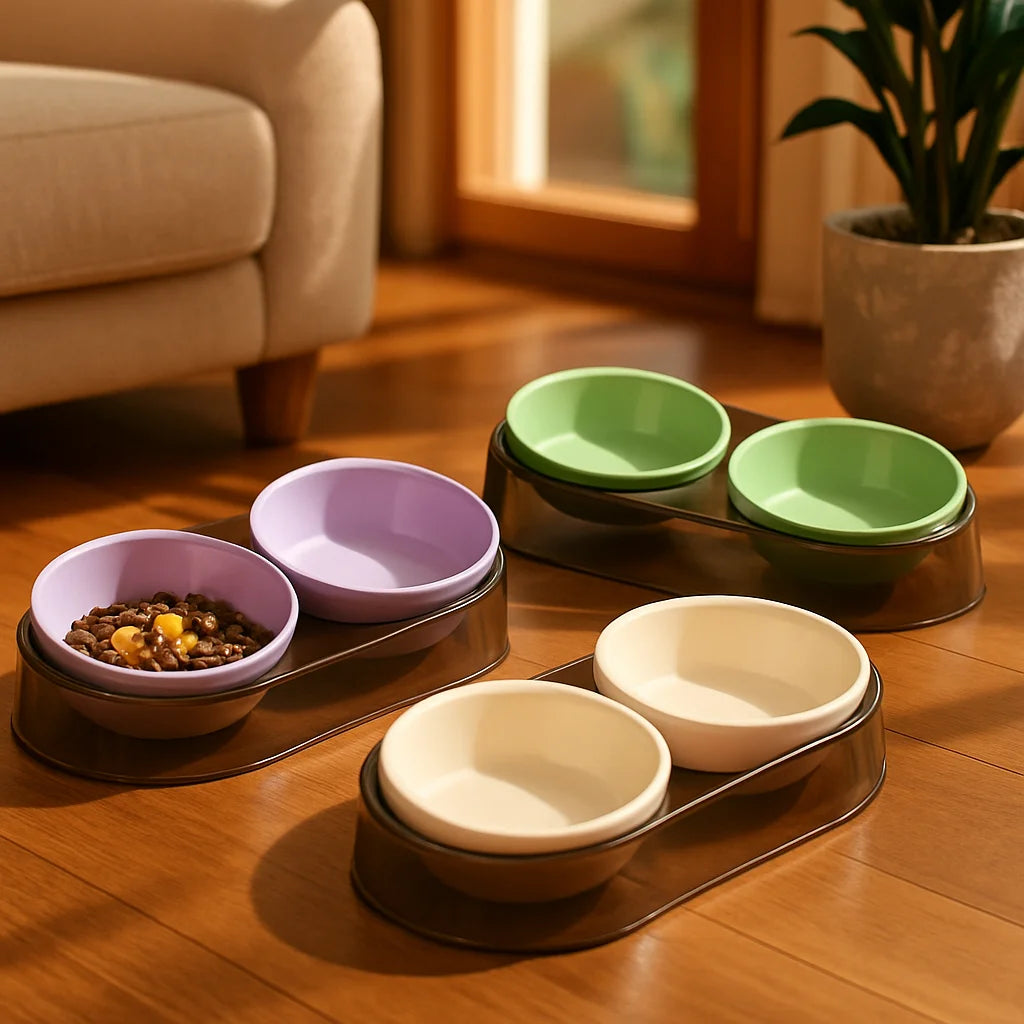 Durable Elevated Dual Bowl Feeder | Raised Pet Feeding Station with Non-Slip Stand, Easy Feeding for Cats & Small Dogs