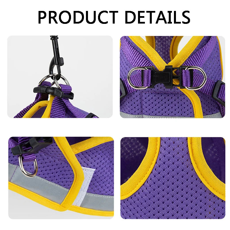 Puppy Harness and Leash Set Breathable Summer Mesh Dog Harness Vest Reflective Pet Cat Chest Straps Chihuahua Yorkies Harness