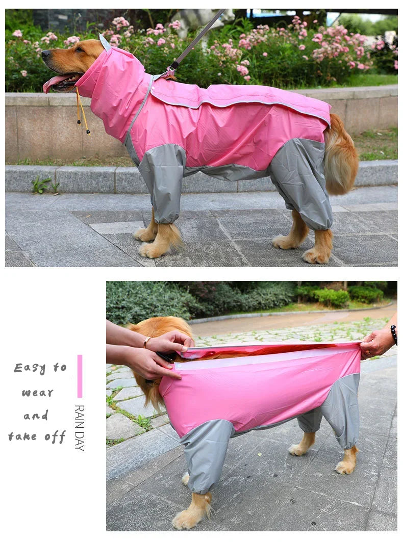 Waterproof Raincoat For Dogs Suits Dot Rain Cape For Medium Big Dogs Hooded Jacket Poncho Pet Rain Coat Chubasquero Para Perrors