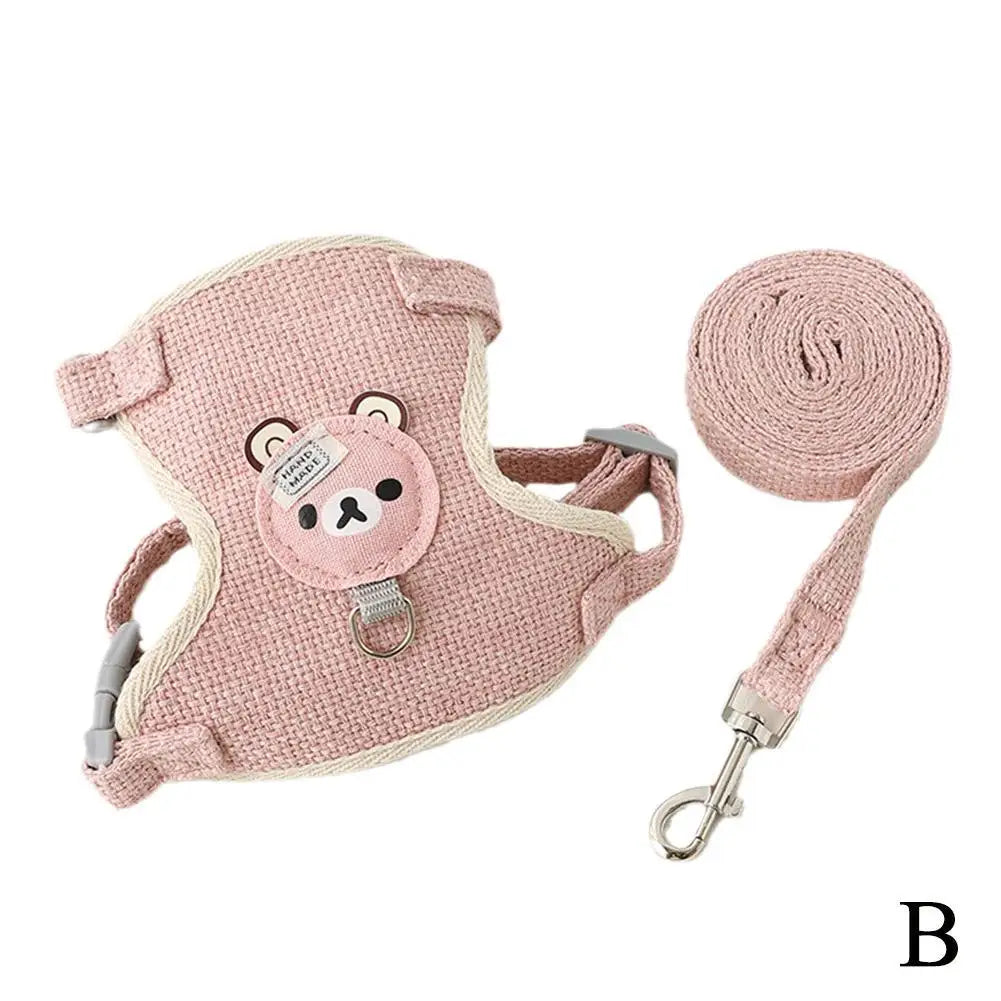 Lovely Small Pet Vest Chest Strap Dog Leash Traction Rope Walking Dog Cat Bunny Vest Harness Poodle Collar Leash Dog Accessories