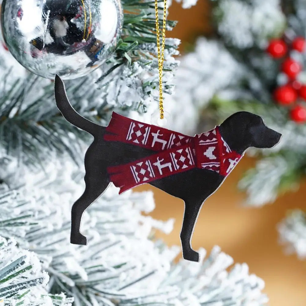 Dog Christmas Hanging Ornaments Christmas Tree 2D Dog Pendants For Christmas Decoration Home Decor Xmas Gifts