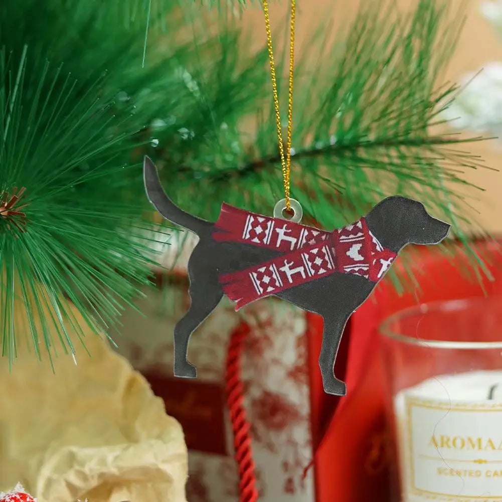Dog Christmas Hanging Ornaments Christmas Tree 2D Dog Pendants For Christmas Decoration Home Decor Xmas Gifts