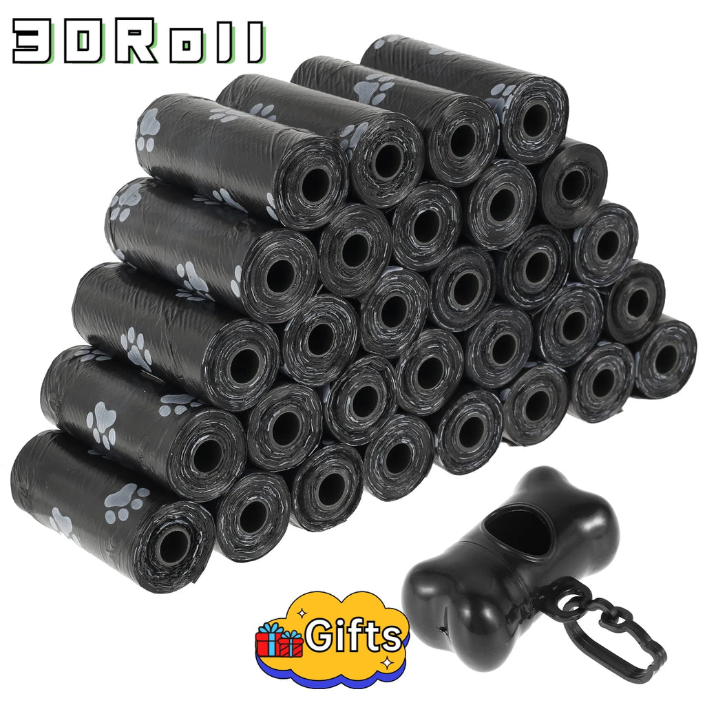 10/30/50Roll Dog Poop Disposable Pet Waste Bags Dog  Design Pet Poop Clean Pick Up Bone Bag Dispenser Tools