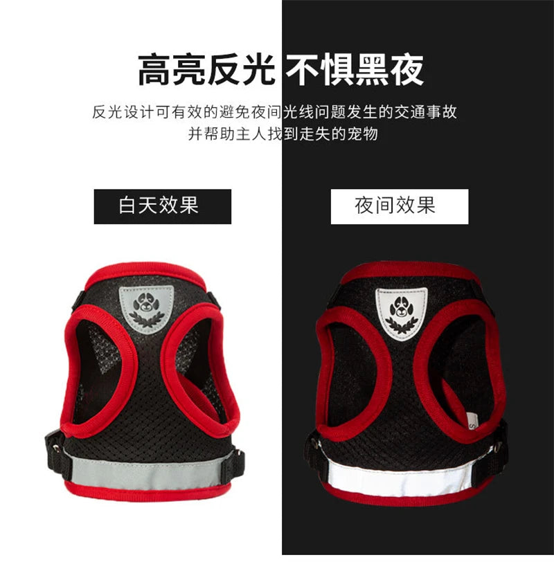 Puppy Harness and Leash Set Breathable Summer Mesh Dog Harness Vest Reflective Pet Cat Chest Straps Chihuahua Yorkies Harness