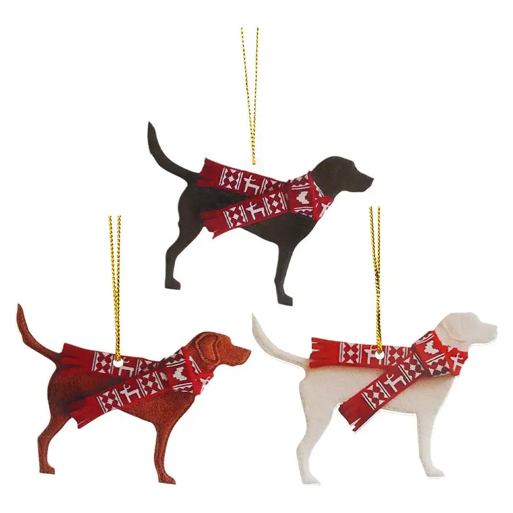 Dog Christmas Hanging Ornaments Christmas Tree 2D Dog Pendants For Christmas Decoration Home Decor Xmas Gifts