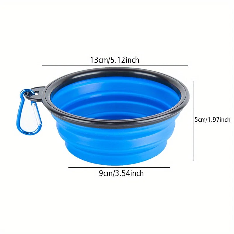 Dog Folding Bowl Portable Dog Travel Bowl Dog Food Water Bowl for Outdoor Walking Silicone Dog Food Water Bowl with Bowl Lip