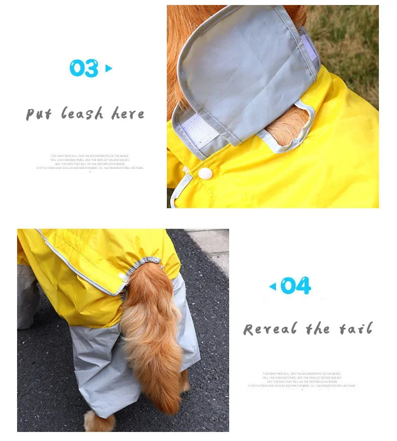 Waterproof Raincoat For Dogs Suits Dot Rain Cape For Medium Big Dogs Hooded Jacket Poncho Pet Rain Coat Chubasquero Para Perrors