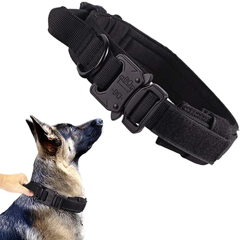 Durable Tactical Dog Collar and Leash Adjustable Military Pet Collar Leash Medium Large Dog German Shepherd Training Accessories