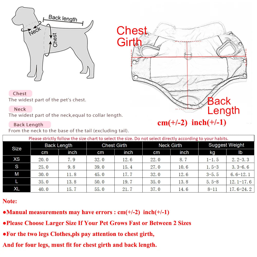 Dog Jacket Winter Windproof Warm Coat With D-Ring For Small Medium Dog Cat Puppy Yorkshire Chihuahua Pug Waterproof Pet Costume