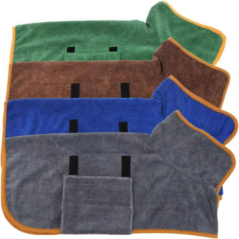 Dog Bathrobe Towel Pet Drying Coat Clothes Adjustable Pet Towel For Large Medium Small Dogs Cat Microfiber Absorbent Beach Towel