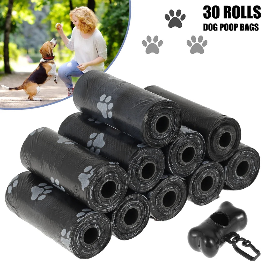 10/30/50Roll Dog Poop Disposable Pet Waste Bags Dog  Design Pet Poop Clean Pick Up Bone Bag Dispenser Tools