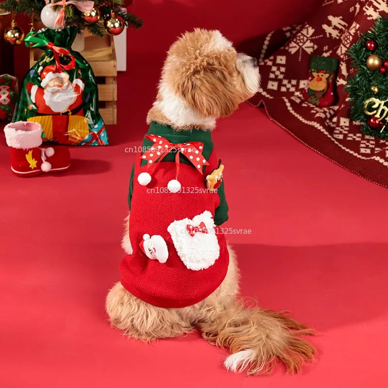 Dog Christmas Clothes Winter Warm Pet Clothes for Small Medium Dogs Elk Santa Claus Dog Cats Coat Hoodies Christmas Dogs Costume