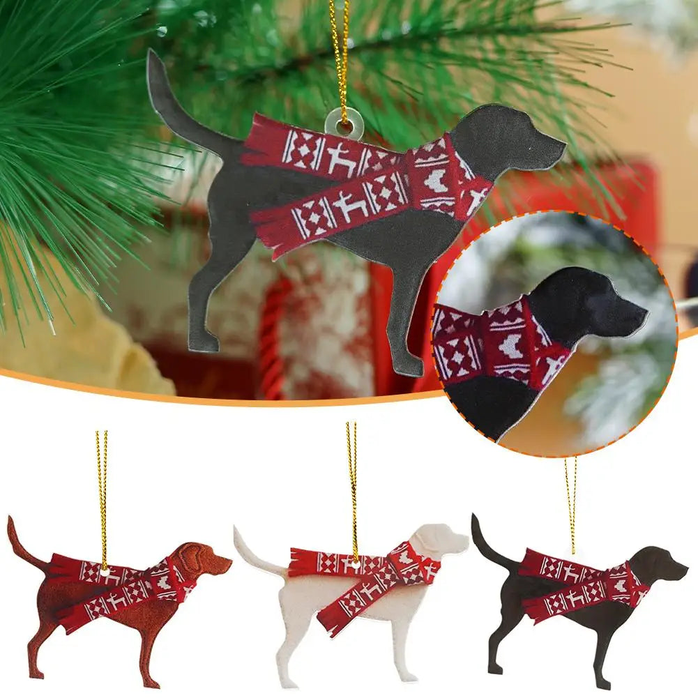Dog Christmas Hanging Ornaments Christmas Tree 2D Dog Pendants For Christmas Decoration Home Decor Xmas Gifts