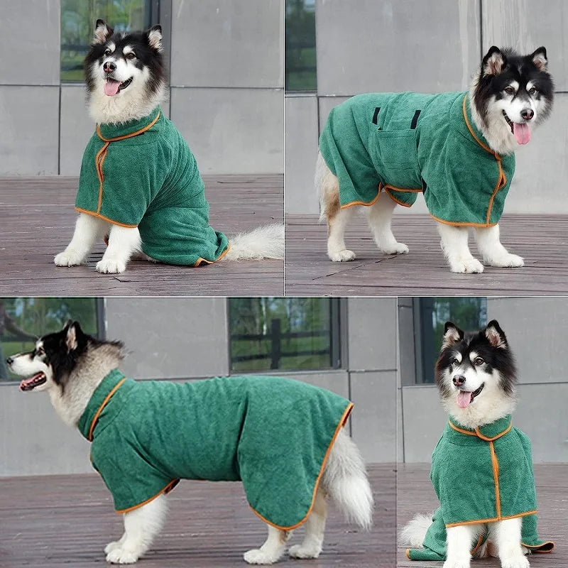 Dog Bathrobe Towel Pet Drying Coat Clothes Adjustable Pet Towel For Large Medium Small Dogs Cat Microfiber Absorbent Beach Towel