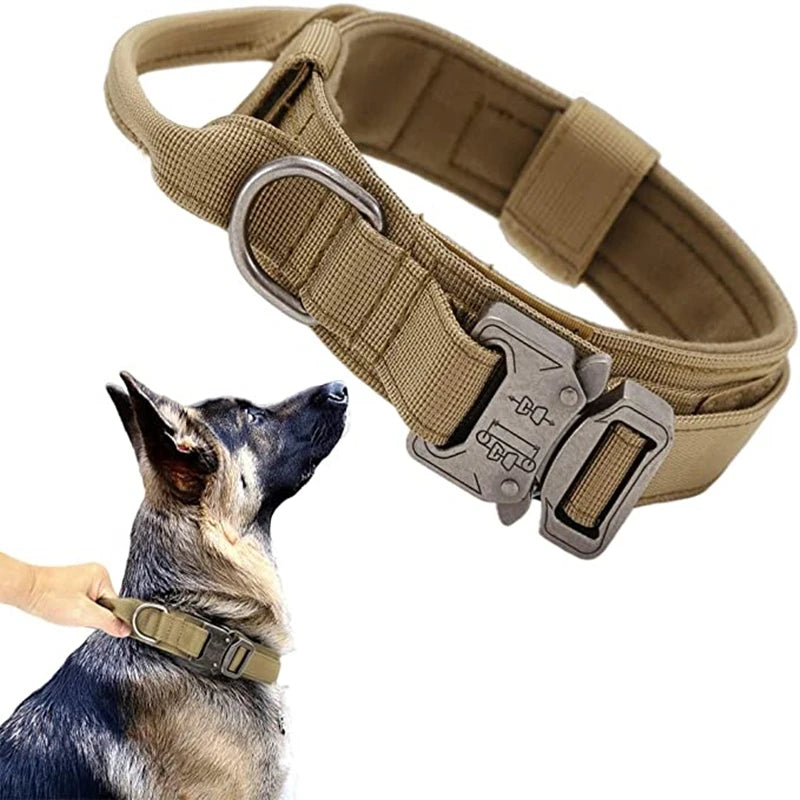 Durable Tactical Dog Collar and Leash Adjustable Military Pet Collar Leash Medium Large Dog German Shepherd Training Accessories