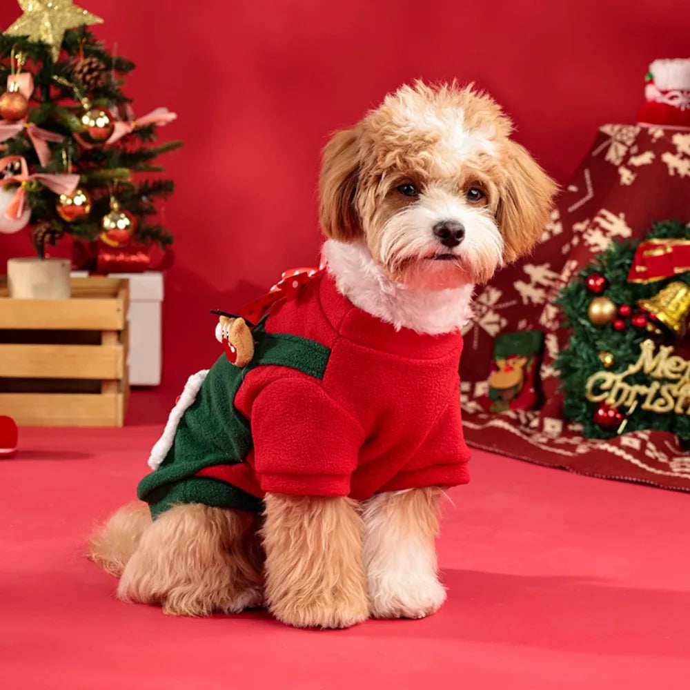 Dog Christmas Clothes Winter Warm Pet Clothes for Small Medium Dogs Elk Santa Claus Dog Cats Coat Hoodies Christmas Dogs Costume