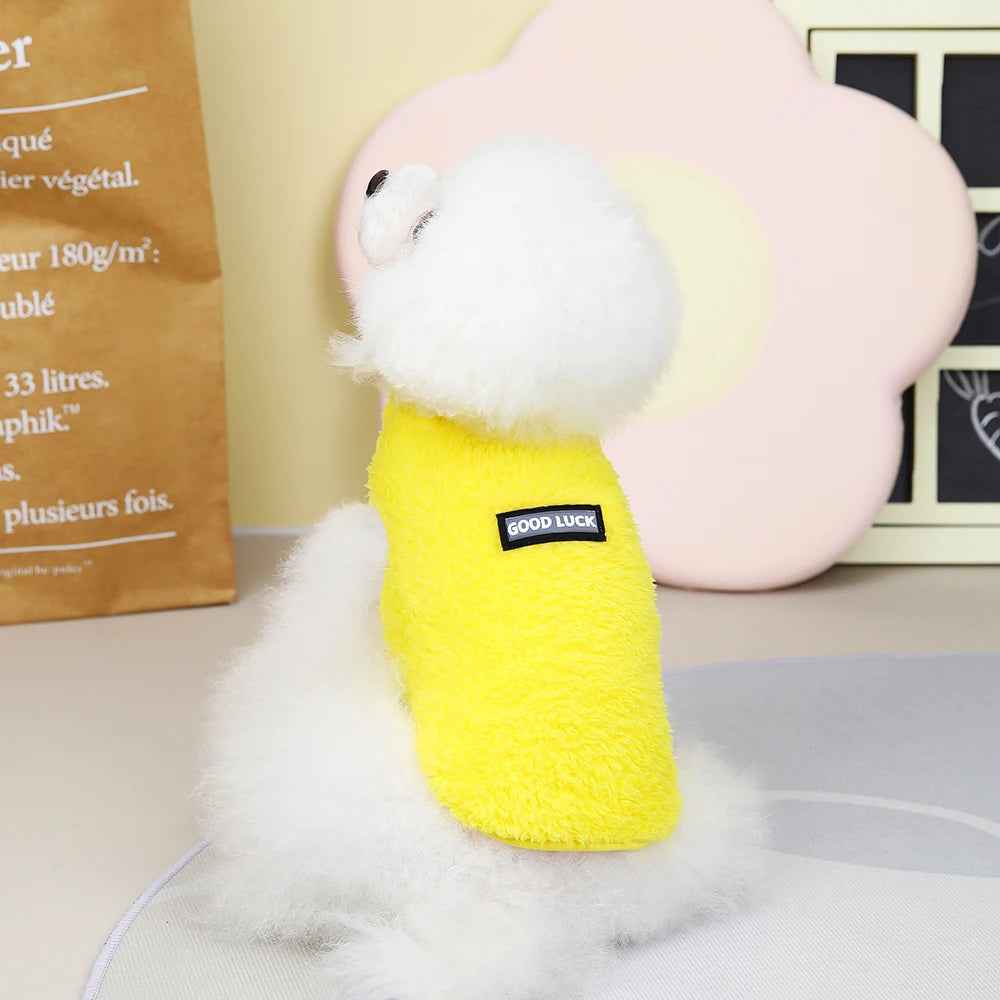 Soft Coral Fleece Pet Clothes Warm Dog Vest Coat Cute Puppy Sweater Cat Apparel For Chihuahua Yorkie Terrier Shih Tzu Pet Outfit