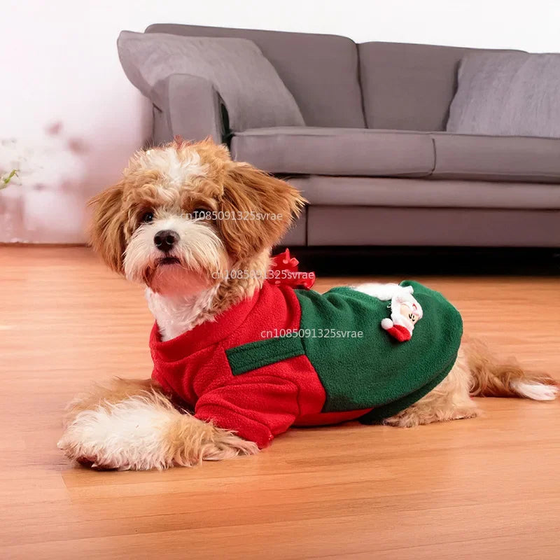 Dog Christmas Clothes Winter Warm Pet Clothes for Small Medium Dogs Elk Santa Claus Dog Cats Coat Hoodies Christmas Dogs Costume