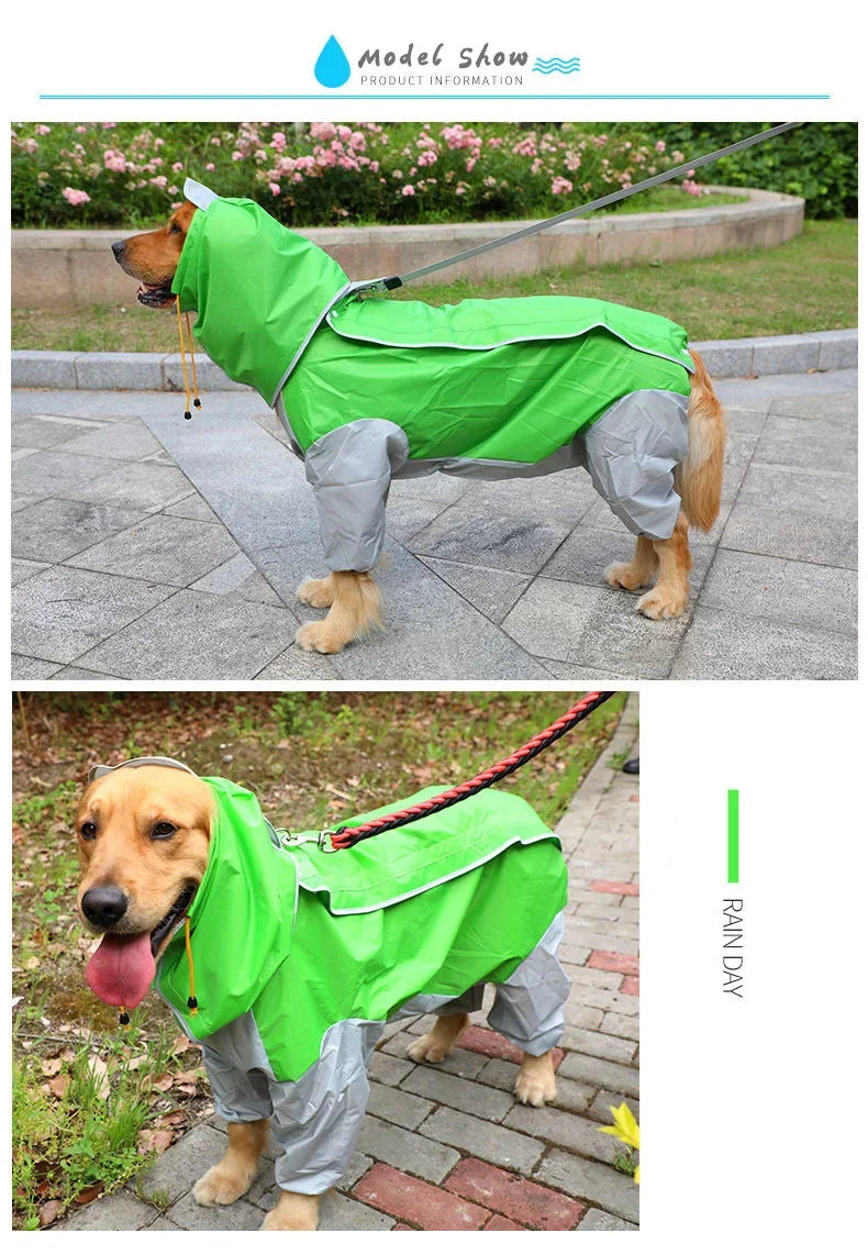 Waterproof Raincoat For Dogs Suits Dot Rain Cape For Medium Big Dogs Hooded Jacket Poncho Pet Rain Coat Chubasquero Para Perrors