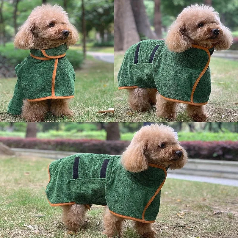Dog Bathrobe Towel Pet Drying Coat Clothes Adjustable Pet Towel For Large Medium Small Dogs Cat Microfiber Absorbent Beach Towel