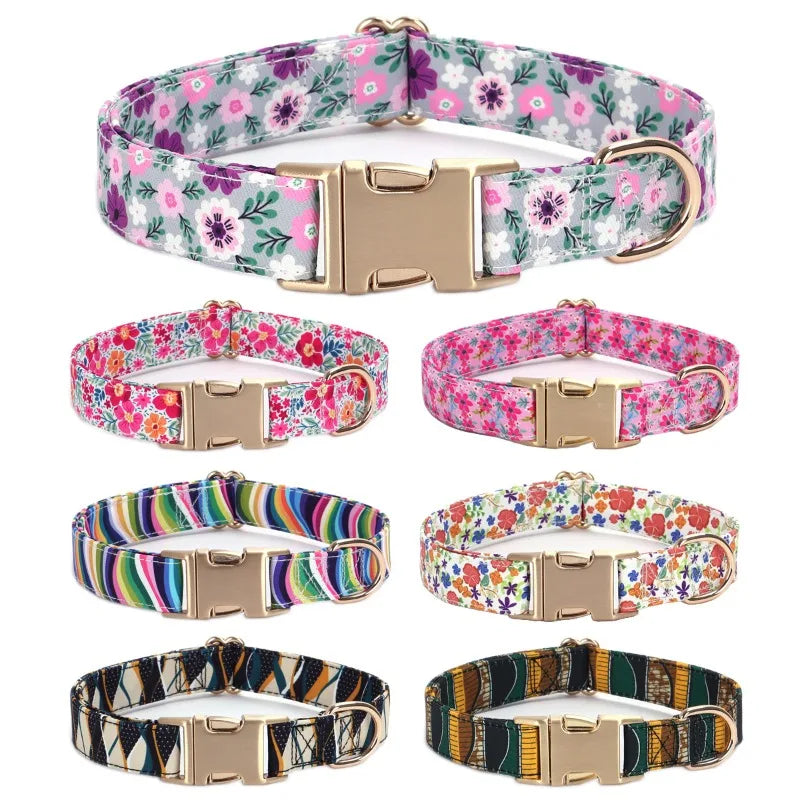 1PC Adjustable Dog Collar New Fashion Design Floral Striped Pet Supplies Leash Dog Two Body Type Gift Home Furnishings
